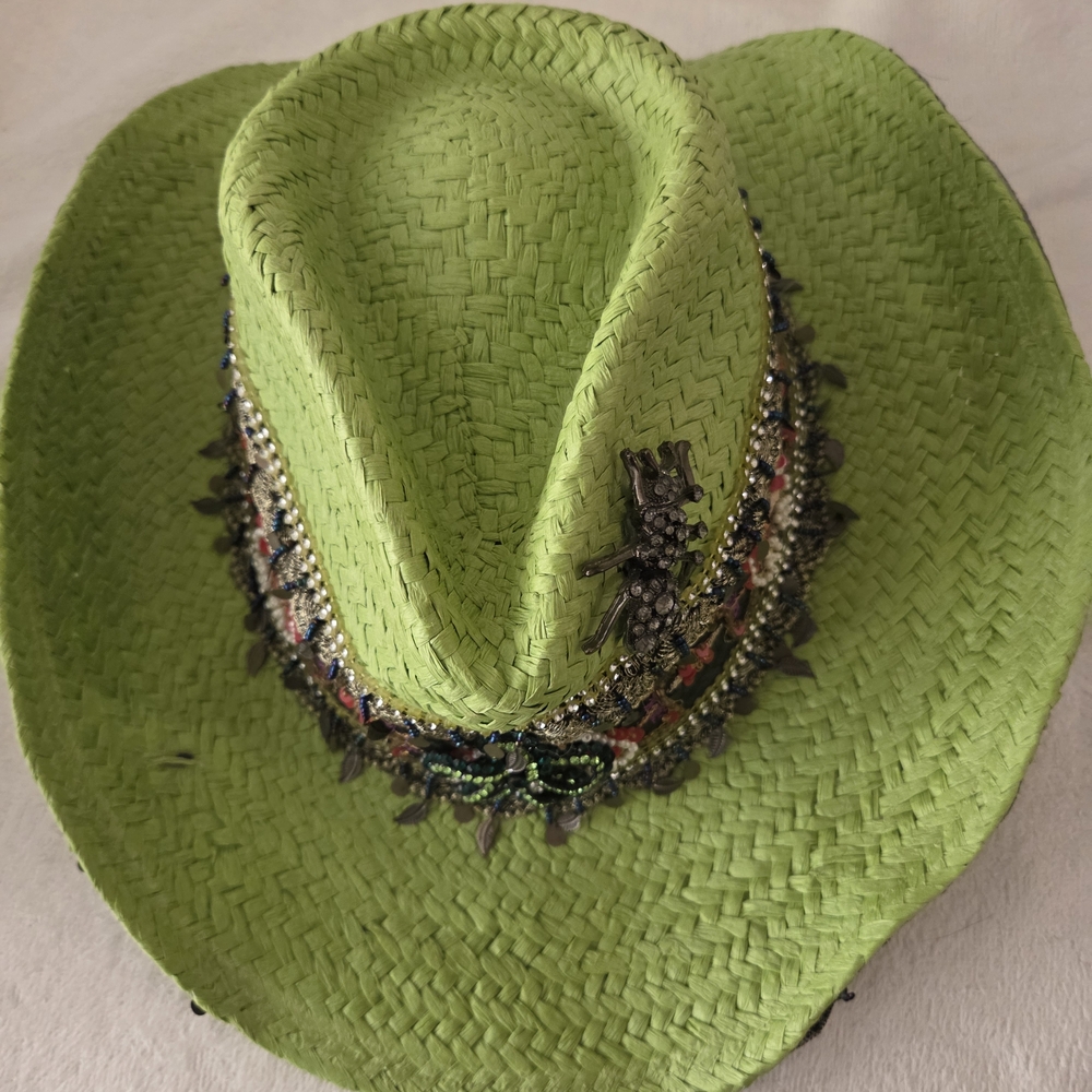 Green Beaded Women's Cowboy Hat